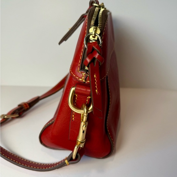 Dooney & Bourke Red Cameron Florentine Pebble Leather Crossbody Bag with Dustbag - Picture 6 of 9